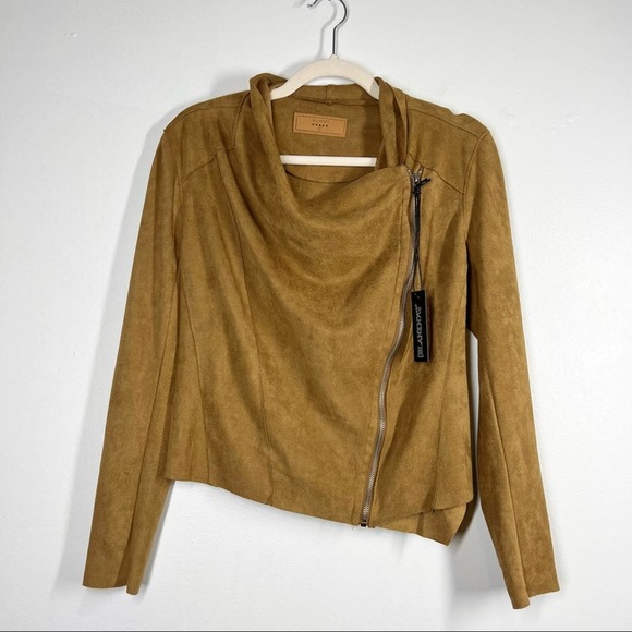 BLANK NYC New! Faux Suede Asymmetrical Zip Up Leather Jacket Small Camel - Picture 2 of 6
